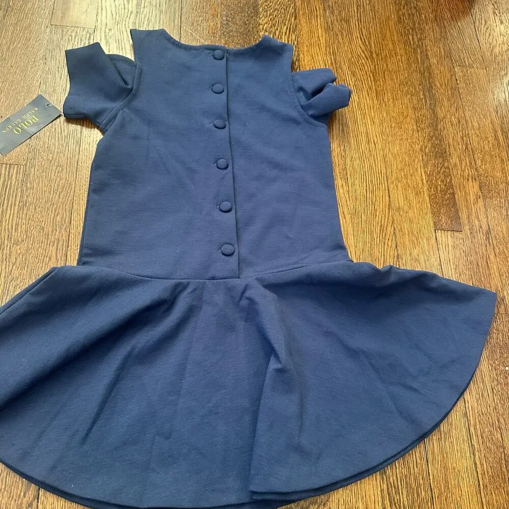 Polo Ralph Lauren Girls Flutter Sleeve Dress Blue Size 6 NWT